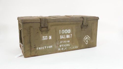 CHEST: An ammunition and or explosives chest, 58cm wide, 26cm deep, 24cm high