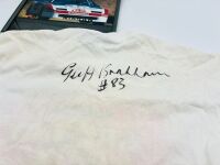 AMERICAN MOTORSPORT: A signed t-shirt by Geoff Brabham together with a framed photo of Paul Newman's 300ZX, an unframed photo of the Jones GTO Mustang and a poster [Location: Sydney] - 3