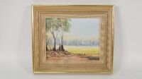 LEHENY: Two small oil on canvas panel paintings by Bill Leheny titled 'Sun in the afternoon' Healsville, 1982. Each measures 30cm high, 35cm wide overall - 2