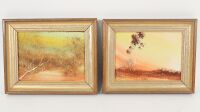 PAINTINGS: Two small paintings of nature scenes, possibly oil on board, measure 21cm high, 26.5cm wide