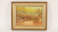 PAINTINGS: Two small paintings of nature scenes, possibly oil on board, measure 21cm high, 26.5cm wide - 2