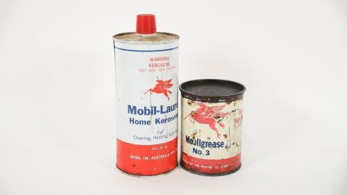 MOBIL: A Mobil-Laurel Home-Kerosene 30oz tin and a Mobilgrease No.3 grease tin