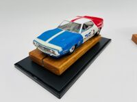 AMC JAVELIN: A 1:24 scale AMC Javelin slot car (unknown brand) with a 1:64 scale Hot Wheels model [Location: Sydney] - 2