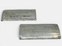 FERRARI: A pair of original identification plates for Oil Lubrication and Engine Firing Order