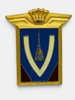 VIGNALE: A pair of chrome badges with mounts, approx. 7cm wide together with a single enamel badge, approx. 3cm high x 2cm wide - 2