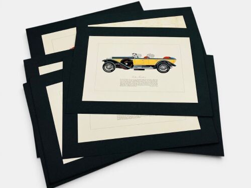 PORTFOLIO: A collection of 14 unframed prints "Die Klassischen Wagen der Dressiger Jahre" published by Motor Presse Verlag in 1961, in original slipcase