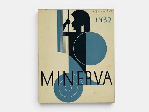 344 · MINERVA: A fold-out five page Sales Brochure for 1932 models including the 22hp 8-cylinder, English text