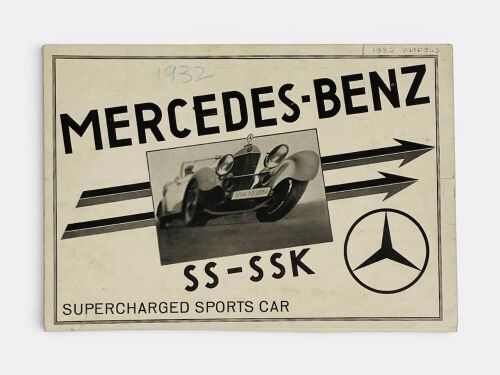 MERCEDES-BENZ: A six-page fold-out brochure for the 1932 SS and SSK Supercharged Sports Cars, English text