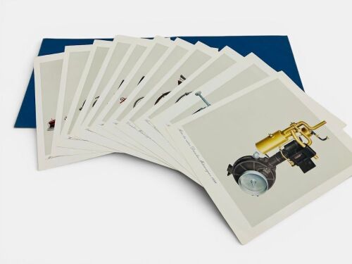 MERCEDES-BENZ: A 12-page colour factory brochure "75 Jahre Motorisierung des Verkehrs 1886-1961", German text in original blue cover with black wrap around sticker still intact.