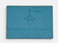 AUTO UNION: A 12-page fold-out brochure for the 1935 Auto Union and Audi model range, English text