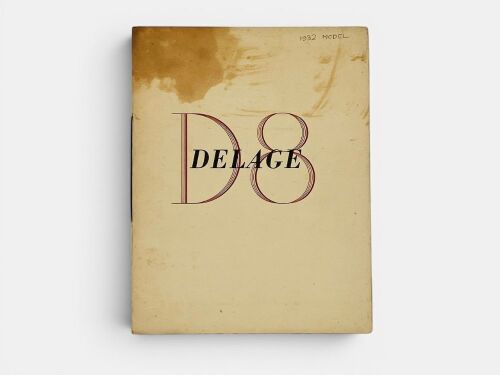 491 · DELAGE: A 16-page Sales Brochure for the 1932 D8 model, English text