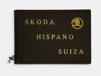 SKODA HISPANO SUIZA: A Deluxe Sales Brochure for the Czech-made Hispano Suiza, gilt embossed hardcover tied with cloth, beautifully illustrated with a small number of lithographs, German text.