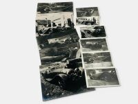 JAGUAR SS100: A collection of black and white photographs of chassis 18123, together with a pair of framed colour photographs of the car at the 1988 Mille Miglia, 30cm x 20cm