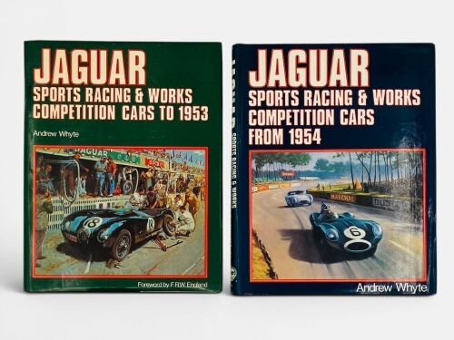 JAGUAR: Two hardcover books by Andrew Whyte relating to Jaguar racing and works competition cars.