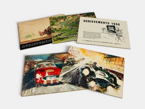CASTROL: A collection six softcover publications titled "Achievements" from 1950, 1952, 1955, 1956 (cover has detached), 1960 and 1966 together with the "Book of the European Grand Prix 1923-1963".