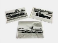 HISTORIC RACING PHOTOS: A group of three black and white photographs from the British Aerospace Historic Sports Car Series in 1991 including a Maserati 200S, Aston Martin DBR/2 and group shot of 1950s Sports Car