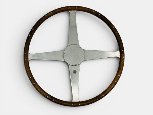 19 · STEERING WHEEL: An original 430mm four-spoke steering wheel, including splined boss, possibly from a Ferrari Tipo 500/625 racing car
