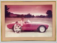 FERRARI: A Ferrari 225 Sport engine assembly diagram, single page for 0160ED, together with a framed colour photograph of that car at Pebble Beach with Kerry Manolas in 1984, 85cm x 61cm - 6