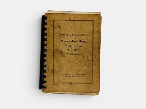 MERCEDES-BENZ: A spiral-bound copy of the Instruction Book for the 540K with supercharger, English text. Publication No. 6229E.