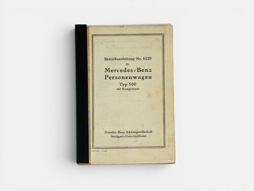 MERCEDES-BENZ: A bound copy of the Instruction Book for the 500K with supercharger, German text. Publication No. 6229.