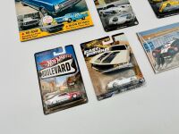 MUSCLE CARS: Nine 1:64 scale Hot Wheels models together with an issue of 'Classic American' magazine and a photo of an AC Cobra [Location: Sydney] - 3