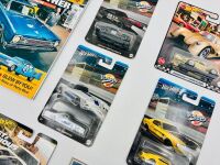 MUSCLE CARS: Nine 1:64 scale Hot Wheels models together with an issue of 'Classic American' magazine and a photo of an AC Cobra [Location: Sydney] - 4