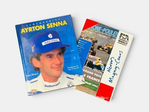 AYRTON SENNA: A hardcover biography together with a copy of the 1993 FIA French Grand Prix programme
