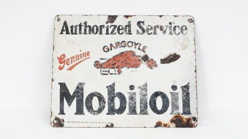 MOBIL: An original enamel Mobiloil Gargoyle Authorized Service sign, measures 27.5cm high, 34.5cm wide
