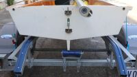 SAIL BOAT: A timber Penguin Class Sail Boat with Dunbier marine trailer, boat complete with sail, oars, and life jackets - 10