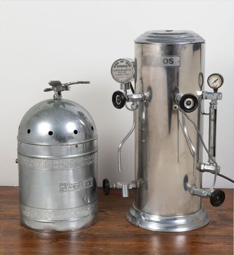 COFFEE: A Haros hot drink dispenser, domed coffee machine pelmet and finial together with milkshake machine