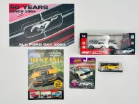 FORD MUSTANG: A group of Mustang items including a 1:26 scale GT350R by Gear Maxx, a 1:43 scale GT Convertible, a 1:68 scale Cobra II Racer and an issue of Classic American Magazine [Location: Sydney]