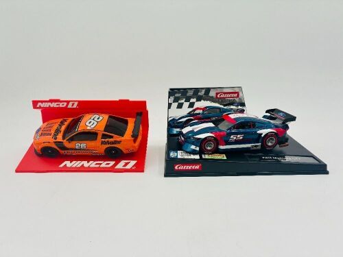 FORD MUSTANG: Two 1:32 scale Mustang slot cars by Ninco and Carrera Evolution [Location: Sydney]