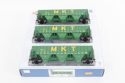 HOPPERS: A set of three Missouri Kansas Texas HO Scale hoppers by Athearn models, boxed.