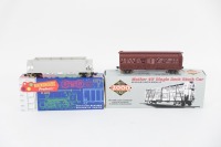 KITS: Two HO scale built kit-form models, including Mather 40' Single Deck Stock Car and a model Hopper