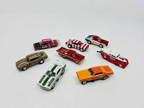 DRAG CARS: Eight 1:64 scale unboxed models by Johnny Lightning, Jada and Hot Wheels [Location: Sydney]