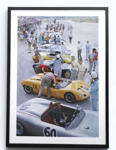 SLIM AARONS: A large colour photograph from the 1963 Bahamas Speed Week featuring Porsche 550s/ Elva's etc