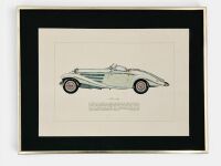 MERCEDES-BENZ: A group of three images, including a framed print of a 38/250 SS, 30cm x 20cm, a 540K Special Roadster, 33cm x 43cm and a 1936 500K Special Roadster on board, 76cm x 50cm