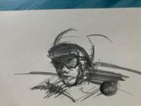 DION PEARS: A framed limited edition print depicting Stirling Moss driving the 18 to victory in the 1961 Monaco Grand Prix, signed by Stirling Moss and the artist and numbered 9/850, 80cm x 65cm - 3