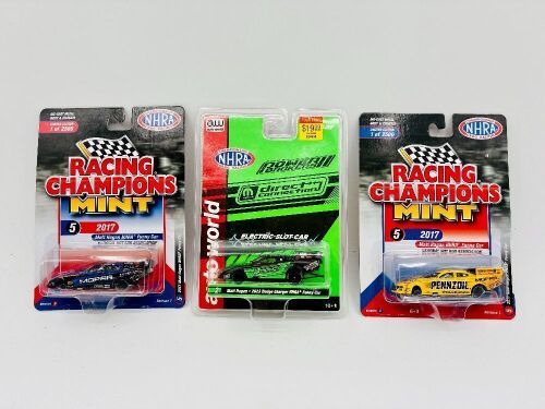 287 · MATT HAGAN: Three 1:64 scale Matt Hagan Funny Car models including an electric slot car, all with original packaging [Location: Sydney]
