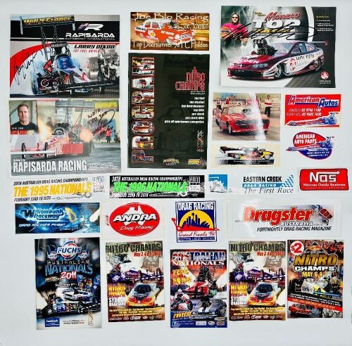 288 · AUSTRALIAN DRAG RACING: A large group of Australian drag racing items including signed flyers, stickers and event programmes [Location: Sydney]