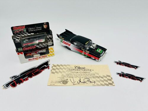 289 · VICTOR BRAY: Three Classic Carlectables models including a 1:24 scale model of Victor Brays 1957 Chevrolet Top Door Slammer together with two 1:64 scale models. [Location: Sydney]