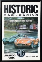 AMAROO PARK: A framed poster of the 1991 Historic Car Racing meet, 46cm x 68cm