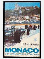 MONACO: A framed poster of the 1966 Grand Prix Automobile, 41cm x 61cm