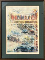 MONACO: A Limited Edition framed print of the original artwork by for the Monaco Historic Grand Prix held on the 3-4 May, 1997, signed by the artist and numbered 15/50, 74cm x 98cm