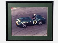 ASTON MARTIN: A group of four framed colour photographs showing the ex-works DB3/S 'DB3S/9' formerly owned by Kerry Manolas at various historic races, various sizes