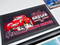 DRAG RACING: A framed and unframed illustration, a Mark Hinchelwood signed sign, a Willys bar mat and a group of 13 drag racing posters [Location: Sydney] - 6