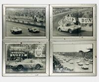 FERRARI: A group of four framed black and white photographs of the 250 GT SWB Competition Berlinetta racing in period, 27cm x 21cm