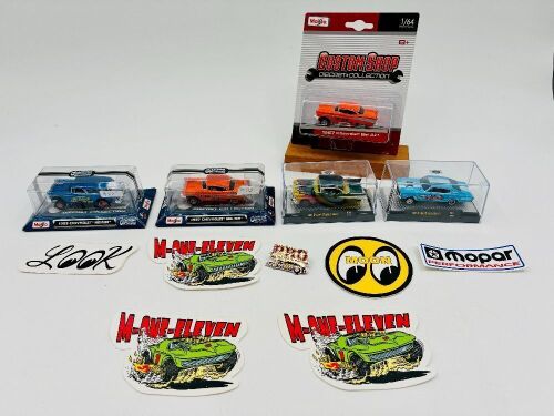 295 · GASSERS: Five 1:64 scale Gasser models including two M2 models and three Maisto models, together with a badge and six stickers [Location: Sydney]