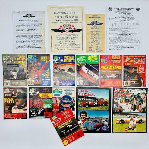 AMERICAN MOTORSPORT: Ten issues of 'Auto Racing Digest', together with two issues of Racing Pictorial and some early Nascar documents [Location: Sydney]
