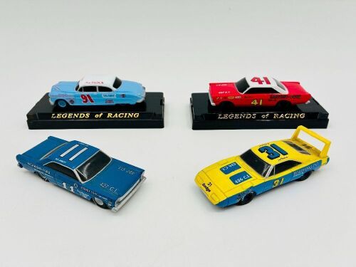 STOCK CARS: Four 1:43 scale models by Legends of Racing including a Dodge Daytona, a Hudson Hornet and two models of the Ford Galaxie [Location: Sydney]